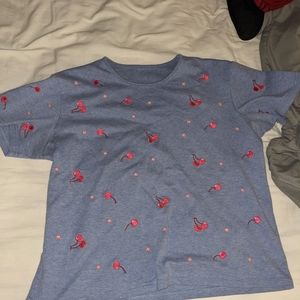 Women's baby blue vintage cherry tee
